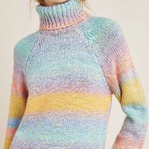 Anthropologie t.la Rainbow Turtleneck long sleeve loose fitting Sweater Small